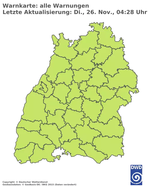 Aktuelle Wetterwarnungen für  Breisgau-Hochschwarzwald und Stadt Freiburg