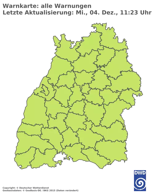 Aktuelle Wetterwarnungen für  Breisgau-Hochschwarzwald und Stadt Freiburg